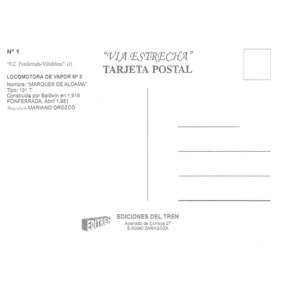 Colección completa 46 postales "Vía Estrecha"